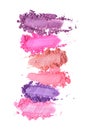 Smear of crushed purple and pink eyeshadow as sample of cosmetic product Royalty Free Stock Photo