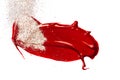 Smear of red lipstick with glitter. Royalty Free Stock Photo