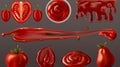 Smear of red tomato sauce and ketchup stained on transparent background. Texture of strawberry jam, syrup, barbeque Royalty Free Stock Photo