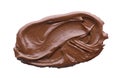 Smear of tasty chocolate paste on white background, top view