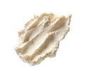 Smear of tasty cream cheese on white background