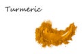 Smear of turmeric. Isolated on white. Empty space for text or in
