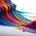 smearing iridescent paint in bright colors on a white background. photo background