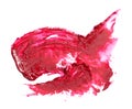 Smears of beautiful lipstick on white background, top view