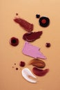 Smears of different colors are made with various cosmetic products