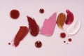 Smears of different colors are made with various cosmetic products