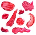 Smears lipstick and lip gloss variety of shapes Royalty Free Stock Photo