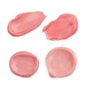 Smears of pink cream, cosmetics, dessert in top view Royalty Free Stock Photo
