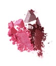 Smears of two crushed pink and purple eyeshadow as sample of cosmetic product Royalty Free Stock Photo