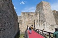 Bridge over a moat filled with water in the ruins of the Smederevo fortress, standing on the banks of the Danube River in Smederev