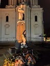 Smederevo Serbia by night town centre World War One memorial