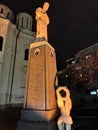 Smederevo Serbia by night town centre World War One memorial