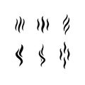 Aroma steam wave icons. Smell stinks mark set, heat odor scent vapor line symbols isolated on white. Steaming fume