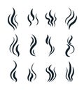 Smell symbols. Heating pictograms, cooking steam warm aroma smells stinks mark, steaming vapour smoke, odour stench Royalty Free Stock Photo