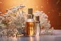 smell woman flower essential scent perfume glass bottle cosmetic fragrance aroma. Generative AI. Royalty Free Stock Photo