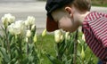 Smellin the flowers Royalty Free Stock Photo