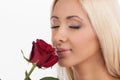 Smelling a flower. Royalty Free Stock Photo