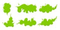 Smelling green cartoon fart cloud flat style design vector illustration set.