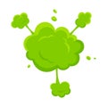 Smelling green cartoon smoke or fart clouds flat style design vector illustration.