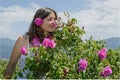 Smelling a rose Royalty Free Stock Photo