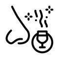 Smelling wine testing icon vector outline illustration