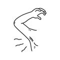 Smelly armpit body odor problem, a hand drawn vector doodle illustration of a stinky underarm Royalty Free Stock Photo