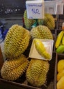 Smelly fresh durian fruit Thai night market street food, Bangkok Royalty Free Stock Photo