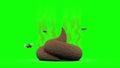 Smelly Poop with flies. 3D animation in cartoon style. Green screen, loopable.