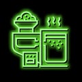 smelting sand glass manufacturing equipment neon glow icon illustration