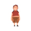 Smiiling Fat Boy, Cute Overweight Child Character Vector Illustration