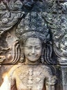 A smile on Apsara\'s face carved at Bayon Castle, Angkor Thom, Siem Reap, Cambodia Royalty Free Stock Photo