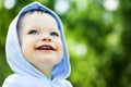 Smile baby boy in blue Royalty Free Stock Photo