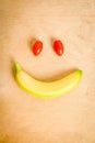 Smile with banana and tomato Royalty Free Stock Photo