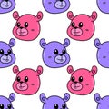 Smile bear head seamless pattern textile print. repeat pattern background design Royalty Free Stock Photo