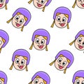 Smile boy helmet seamless pattern textile print. repeat pattern background design Royalty Free Stock Photo