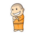 Smile buddha monk cartoon illustration Royalty Free Stock Photo