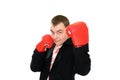 Smile businessman in boxing glove