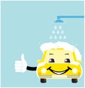 Smile cartoon car in car wash