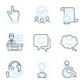 Smile chat, Disability and Click hand icons set. Exhibitors, Education and Smile face signs. Vector Royalty Free Stock Photo