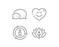 Smile chat line icon. Happy emoticon sign. Heart speech bubble. Vector