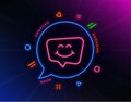 Smile chat line icon. Happy emoticon sign. Speech bubble. Vector