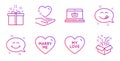Smile chat, Marry me and Yummy smile icons set. Special offer, Hold heart and My love signs. Vector