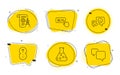 Smile, Chemistry lab and Swipe up icons set. Divider document, Buy button and Speech bubble signs. Vector
