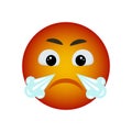 Smile cries big tears. Emoji reactions to messages for social networks. Vector smiley