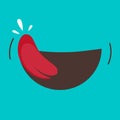 Smile with delicious tasty tongue icon vector flat cartoon illustration, isolated yummy or hungry mouth emotion