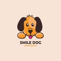 Smile Dog Face Logo. Cute dog head cartoon. Vector illustration Royalty Free Stock Photo