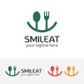 Smile eat logo, happy food