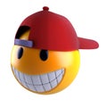 Smile emoji face with baseball cap. Royalty Free Stock Photo