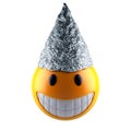 Smile emoji sphere with tin foil hat Royalty Free Stock Photo