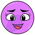 Smile emoticon ball purple. carton emoticon. doodle icon drawing